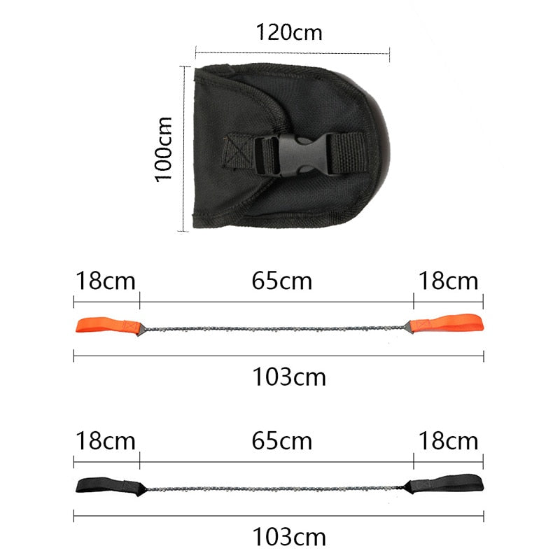 Tronçonneuse de poche portable pour camping, randonnée, urgence, tronçonneuse à main avec sac en nylon, survie en plein air, 65 cm
- Portable Pocket Chain saw Camping Hiking Emergency Hand Chainsaw with Nylon Bag Outdoor Survival 65cm