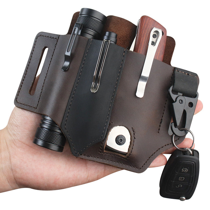 GEBWOLF Étui à couteaux multifonctions en cuir de poche tactique
-GEBWOLF New EDC Tactical Pocket Leather Multi-Function Knife Case