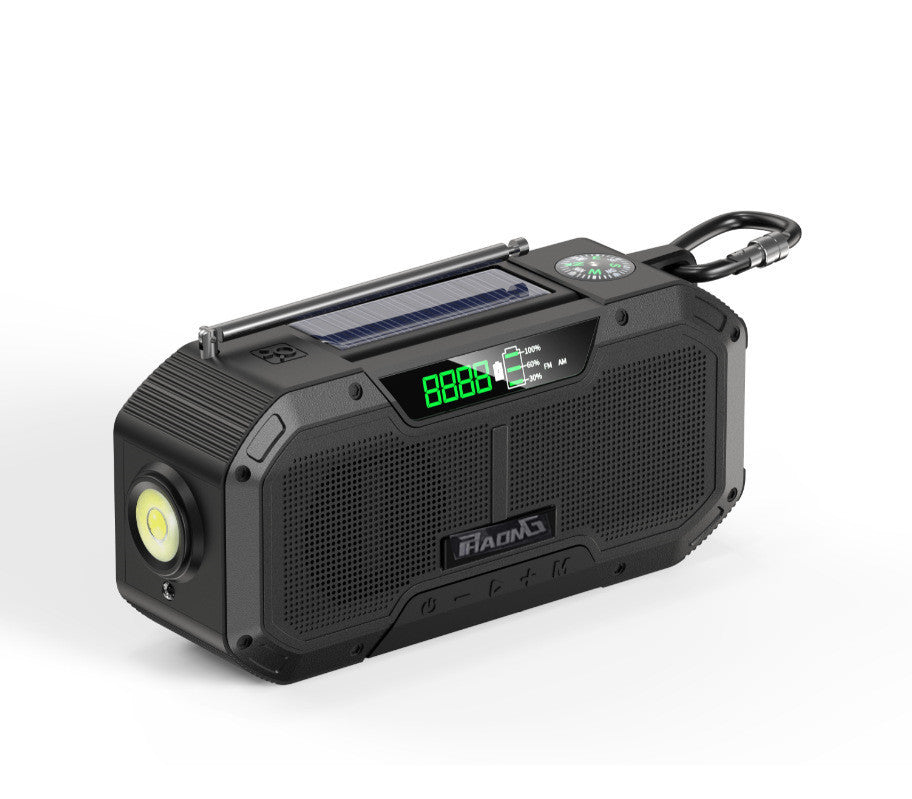 Radio d'urgence extérieure, haut-parleur Bluetooth, lampe de poche solaire, charge mobile, 5 000 mAh, grande capacité -Outdoor Emergency Radio Bluetooth Speaker Solar Hand Flashlight Mobile Charging 5000 Mah Large Capacity