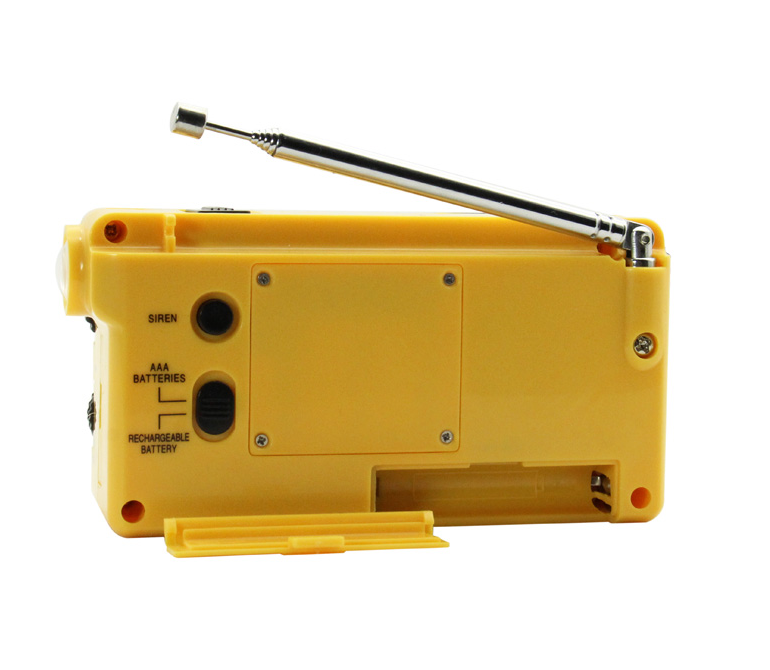 Lampe d'urgence LED d'extérieur Mini-manivelle rechargeable Radio AMFM
-Outdoor Emergency LED Light Mini Hand-Crank Rechargeable AMFM Radio