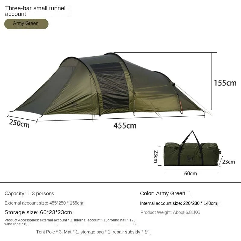 Tente tunnel YOUSKY Fournitures de camping en plein air Équipement Tente de camping familiale pliable et portable - YOUSKY Tunnel Tent Outdoor Camping Supplies Equipment Folding Portable Thickened Camping Family Tent