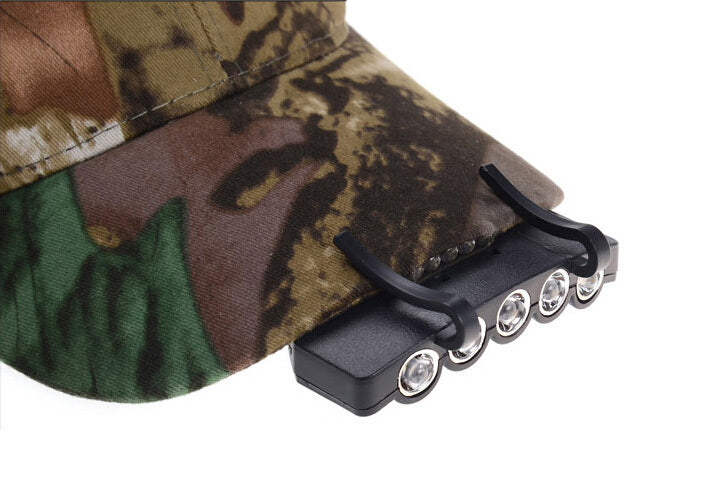 Lampe frontale de camping à 5 LED ultra lumineuses avec clip de fixation pour casquette
-5 Ultra Bright Leds Camping Fishing Head Lamp Hat Cap Light with Hardness Clip