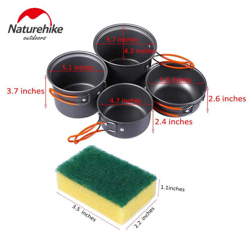 Ensemble de 4 chaudrons de cuisine combinés pour le camping, ultra léger. -Four Combination Cookware Tableware Pan Set for camping, Ultra Light.