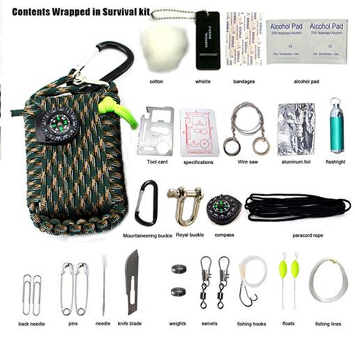 Sac d'équipement d'urgence, 29 en 1, boîte de survie sur le terrain, auto,camping, la randonnée. - 29 in 1, SOS Emergency Equipment bag field survival box for Camping Hiking.