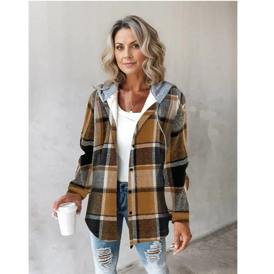 Veste femme à carreaux style grand plaid automne et printemps
- Women's large plaid style women's jacket plaid autumn and Spring
