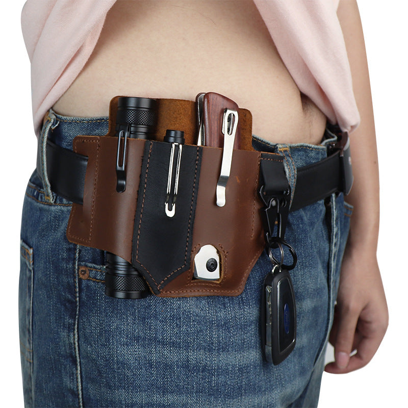GEBWOLF Étui à couteaux multifonctions en cuir de poche tactique
-GEBWOLF New EDC Tactical Pocket Leather Multi-Function Knife Case