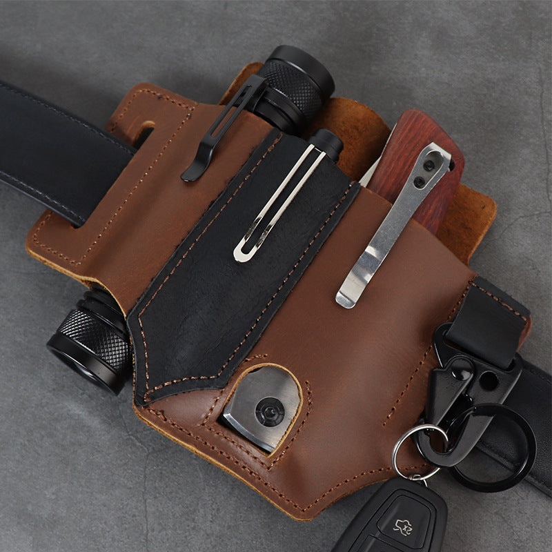 GEBWOLF Étui à couteaux multifonctions en cuir de poche tactique
-GEBWOLF New EDC Tactical Pocket Leather Multi-Function Knife Case