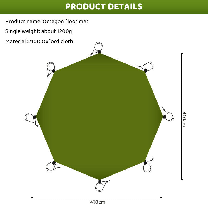 Tapis de tente de camping en plein air, tapis surdimensionné, tissu Oxford, imperméable, résistant à l'humidité
- Outdoor Camping Tent Mat, Oversized Mat, Oxford Cloth, Waterproof, Moisture-Resistant