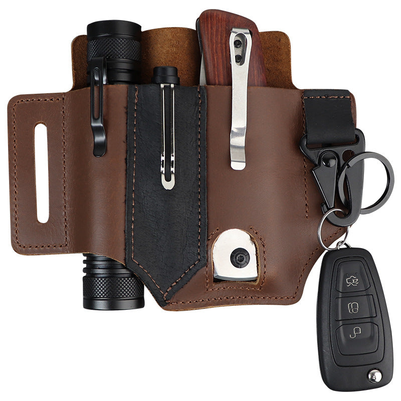 GEBWOLF Étui à couteaux multifonctions en cuir de poche tactique
-GEBWOLF New EDC Tactical Pocket Leather Multi-Function Knife Case