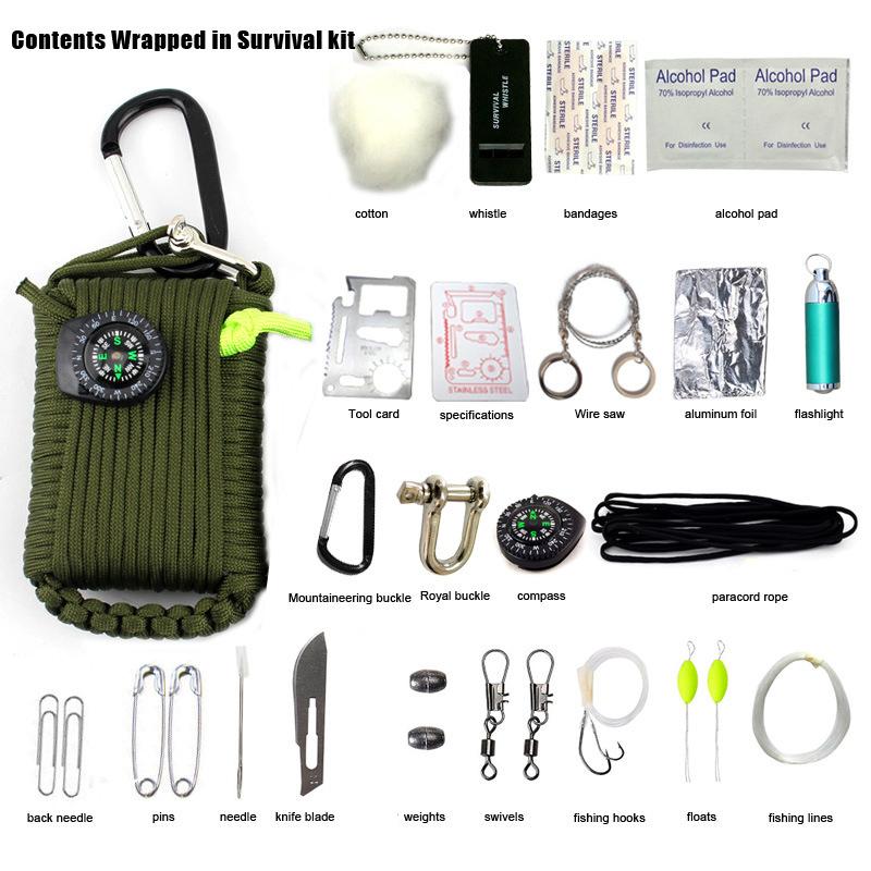 Sac d'équipement d'urgence, 29 en 1, boîte de survie sur le terrain, auto,camping, la randonnée.                                                  - 29 in 1, SOS Emergency Equipment bag field survival box for Camping Hiking.