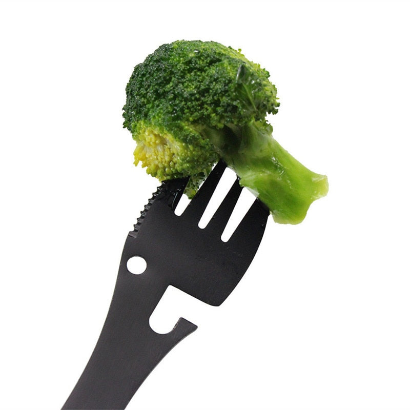 Ustensile de cuisine de camping et/ou de Survie,multifonctionnel Cuillère Fourchette Décapsuleur   - Multifunctional Camping and Survival Cookware Spoon Fork Bottle Opener Portable Tool.