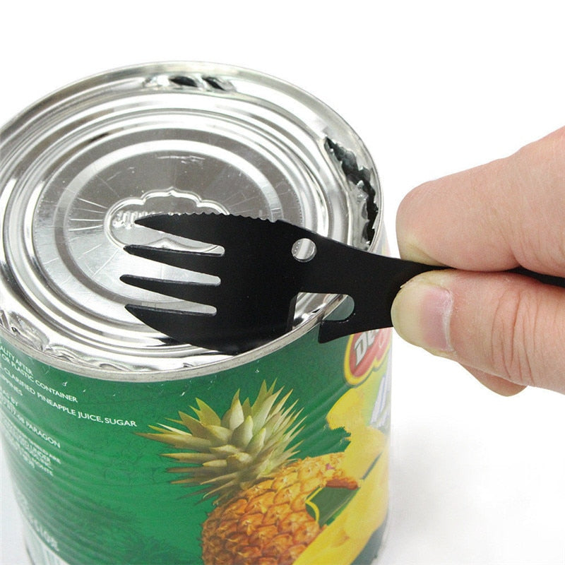 Ustensile de cuisine de camping et/ou de Survie,multifonctionnel Cuillère Fourchette Décapsuleur   - Multifunctional Camping and Survival Cookware Spoon Fork Bottle Opener Portable Tool.