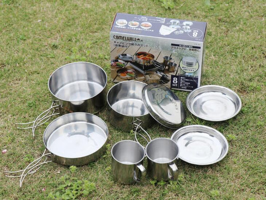 Mayitr Lot de 8 casseroles et poêles en acier inoxydable pour camping et pique-nique en plein air
- Mayitr 8Pcs Stainless Steel Outdoor Camping Picnic Pot Pan Kit Cookware Set High quality