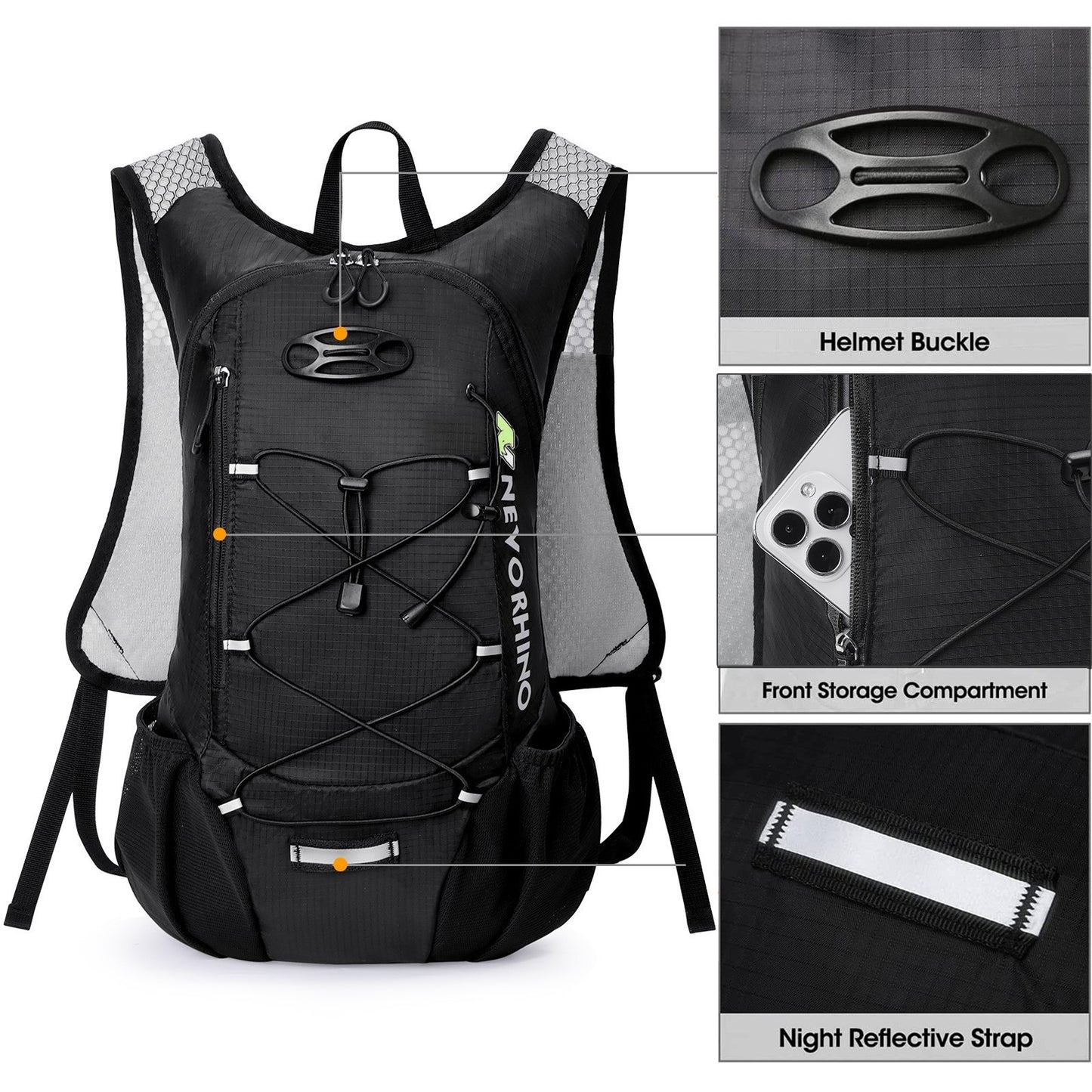 Sac de sport à réservoir d’eau d’une capacité de 12L. Sac de 2L inclus. Bon pour tout type d’activités. 

-Sports bag with 12L water reservoir. 2L bag included. Good for all types of activities.