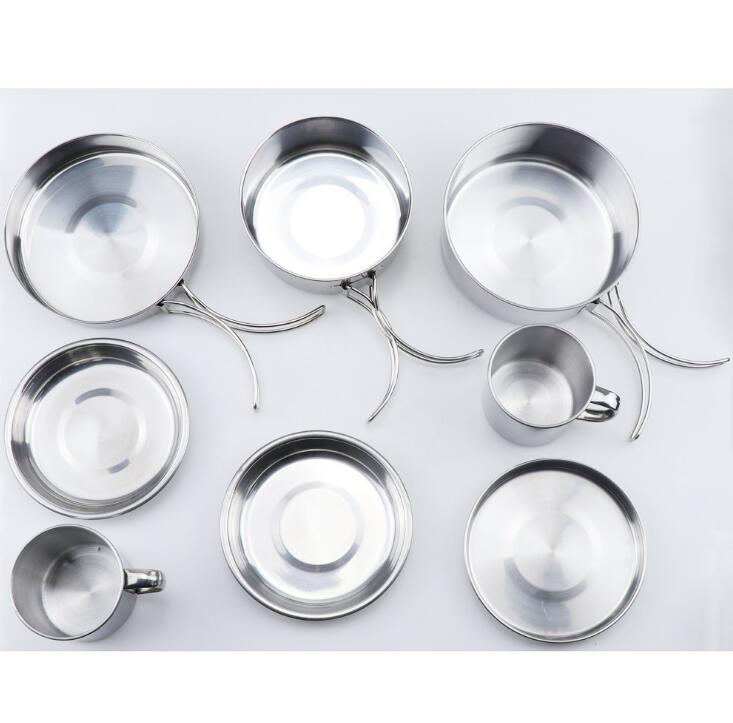 Mayitr Lot de 8 casseroles et poêles en acier inoxydable pour camping et pique-nique en plein air
- Mayitr 8Pcs Stainless Steel Outdoor Camping Picnic Pot Pan Kit Cookware Set High quality
