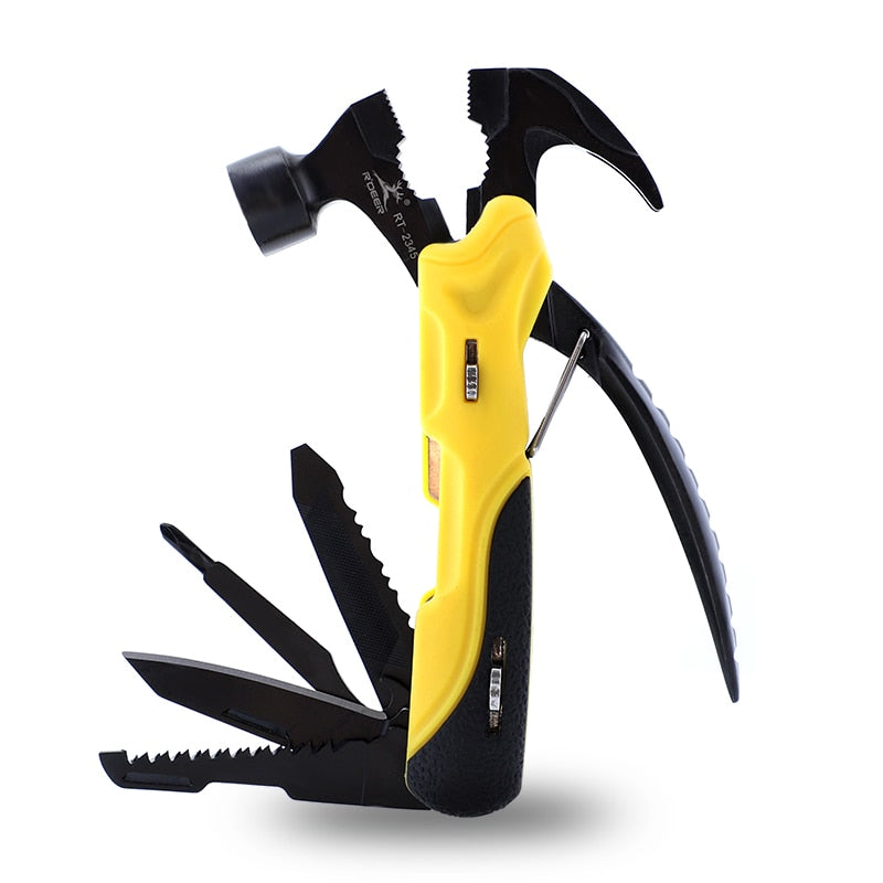 Couteau de survie, camping, multifonctions. 7 en 1, Ensemble d'outils multifonctions de poche Mini Marteau, Pinces pliables Couteau, Tournevis
- Multi Tool Outdoor Survival Knife 7 in 1 Pocket Multi Function Tools Set Foldaway Plers Knife Screwdriver