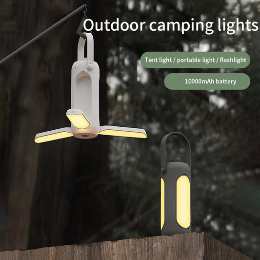 Lampe de camping pliante d'extérieur et interieure, deux fonctionalites, Portable et suspendue, USB, rechargeable
-Outdoor and indoor folding camping lamp, two functions, portable and hanging, USB, rechargeable