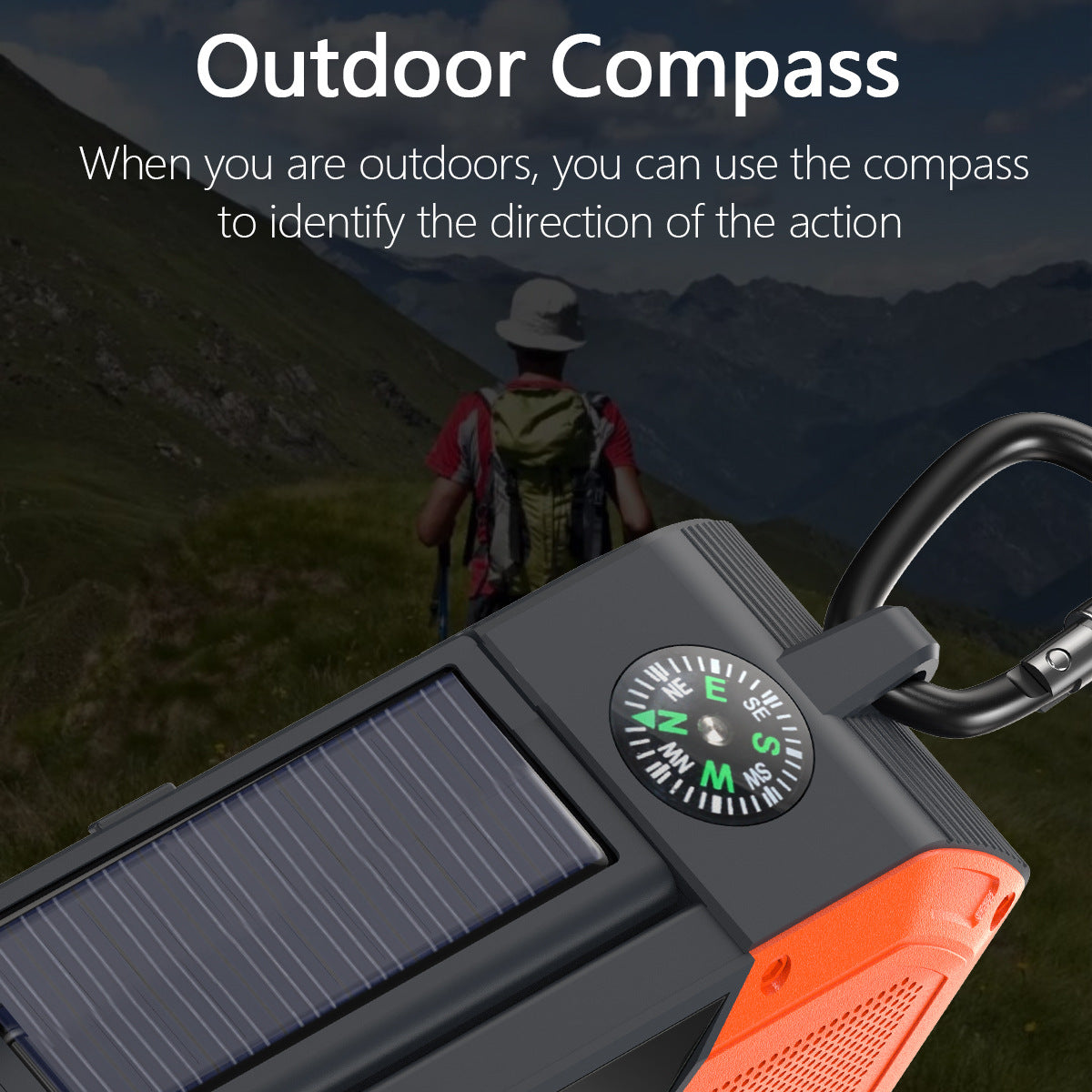 Radio d'urgence extérieure, haut-parleur Bluetooth, lampe de poche solaire, charge mobile, 5 000 mAh, grande capacité -Outdoor Emergency Radio Bluetooth Speaker Solar Hand Flashlight Mobile Charging 5000 Mah Large Capacity