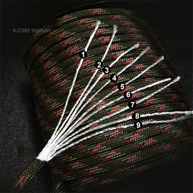 Corde paracorde militaire standard 550 100 m 9 brins 4mm, corde de survie, tente, sangle, corde à linge                            -100M 550 Military Standard 9-Core Paracord Rope 4mm Outdoor,Survival Umbrella Tent Lanyard Strap Clothesline