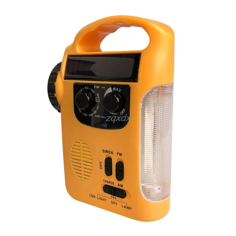 Radio AM/FM solaire à manivelle d'urgence extérieure avec lampe LED
-Outdoor Emergency Hand Crank Solar Dynamo AM/FM Radios Power Bank with LED Lamp