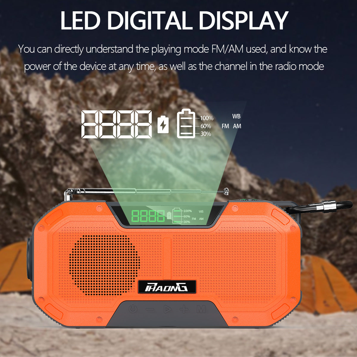 Radio d'urgence extérieure, haut-parleur Bluetooth, lampe de poche solaire, charge mobile, 5 000 mAh, grande capacité -Outdoor Emergency Radio Bluetooth Speaker Solar Hand Flashlight Mobile Charging 5000 Mah Large Capacity