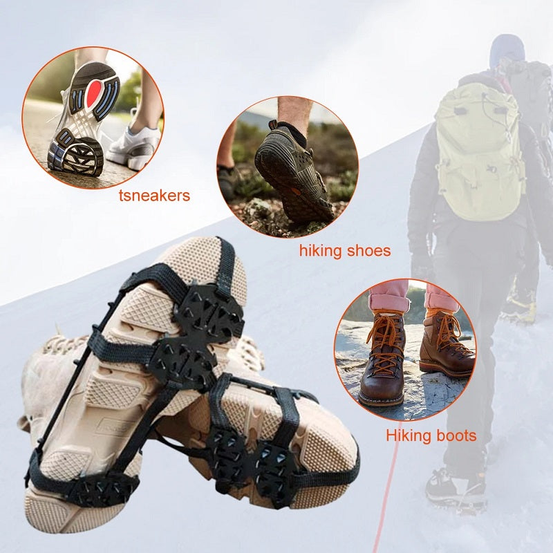 Crampons antidérapants à 24 dents pour chaussures à glace
- 24 Teeth Ice Grips Anti-Slip Ice Claws Winter Gripper Shoe Covers