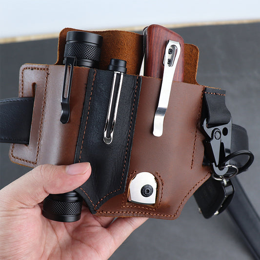 GEBWOLF Étui à couteaux multifonctions en cuir de poche tactique
-GEBWOLF New EDC Tactical Pocket Leather Multi-Function Knife Case