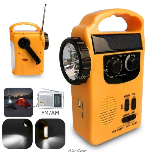 Radio AM/FM solaire à manivelle d'urgence extérieure avec lampe LED
-Outdoor Emergency Hand Crank Solar Dynamo AM/FM Radios Power Bank with LED Lamp