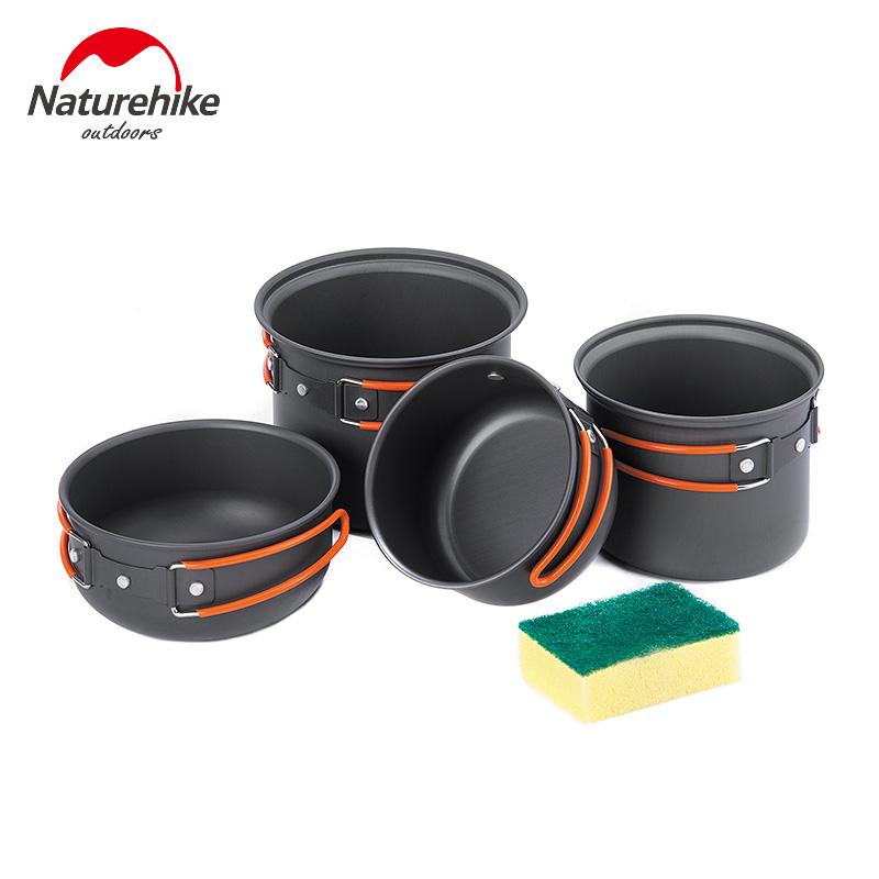 Ensemble de 4 chaudrons de cuisine combinés pour le camping, ultra léger.                -Four Combination Cookware Tableware Pan Set for camping, Ultra Light.