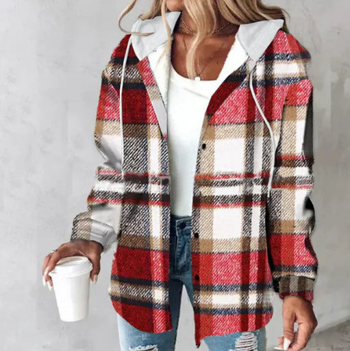 Veste femme à carreaux style grand plaid automne et printemps
- Women's large plaid style women's jacket plaid autumn and Spring