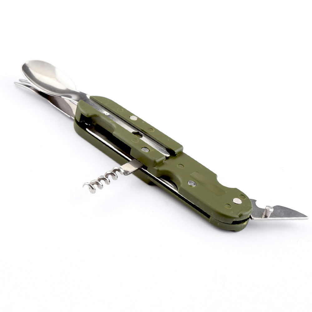 Ustensiles de camping en acier inoxydable avec couteau, fourchette et cuillère Multifonctions 
- Camping Folding Knife Fork And Spoon Combination Stainless Steel Tableware