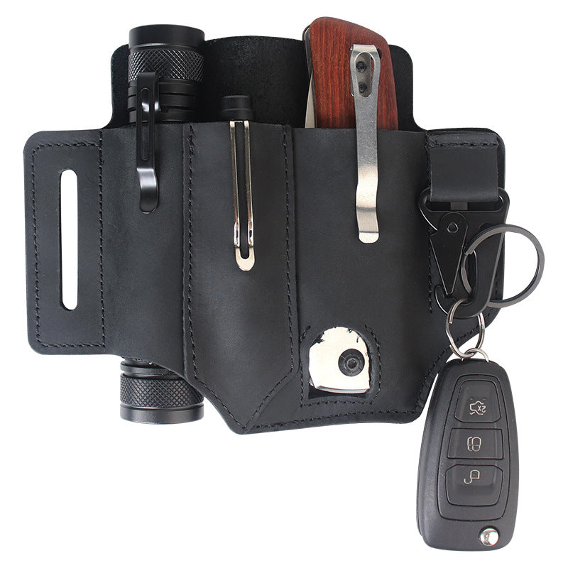 GEBWOLF Étui à couteaux multifonctions en cuir de poche tactique
-GEBWOLF New EDC Tactical Pocket Leather Multi-Function Knife Case