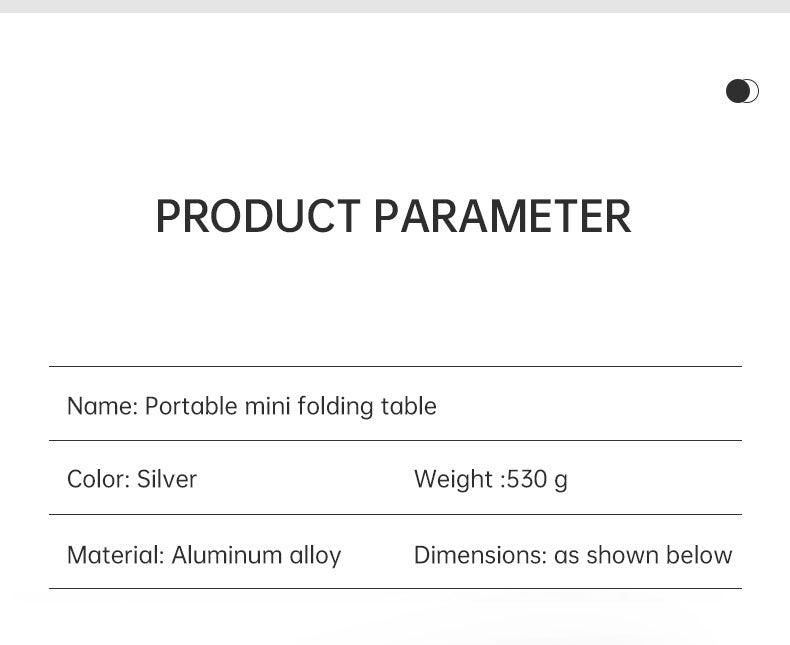 Mini table de pique-nique de camping pliable et ultralégère en aluminium, pliable.
- Black Lightweight Portable Folding Ultralight Roll Up Mini Aluminum Picnic,Camping Table.