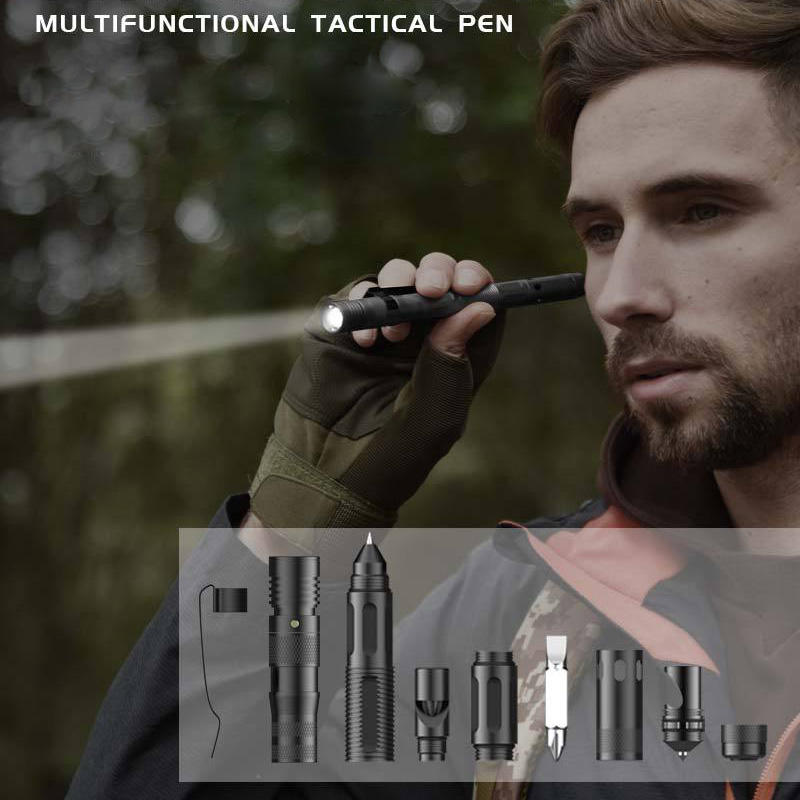 Stylo tactique multifonctionnel, lampe de poche, stylo de défense, marteau pour fenêtre cassée
- Multifunctional Tactical Pen Flashlight Defense Pen Broken Window Hammer