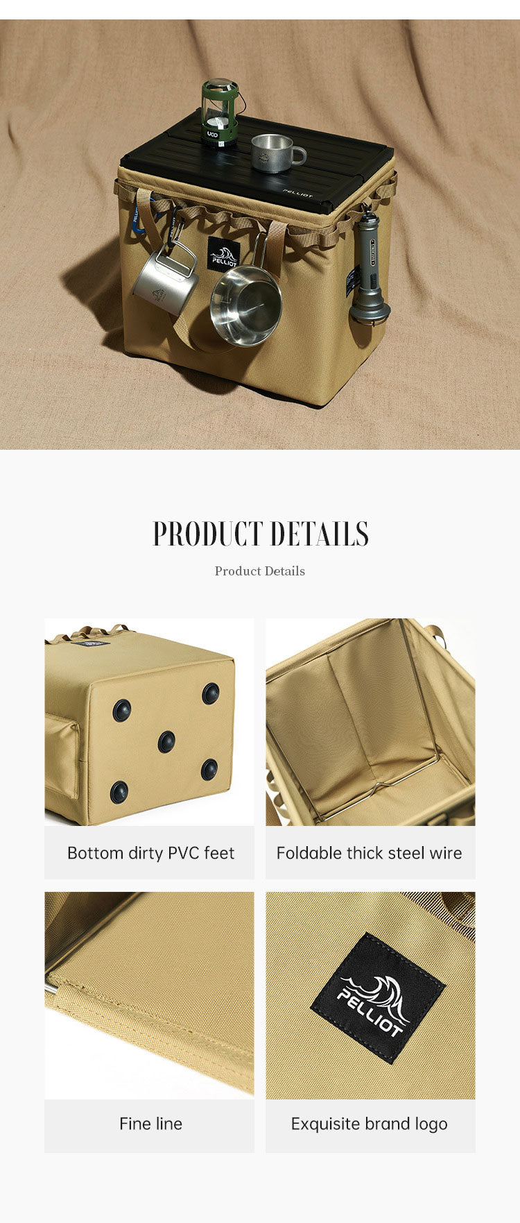 Sac de rangement pliable portable pour camping en plein air, équipement, tente, couverts de camping, boîte de rangement carrée
- Outdoor Camping Portable Folding Storage Bag Equipment Tent Camping Cutlery Square Organizer Box