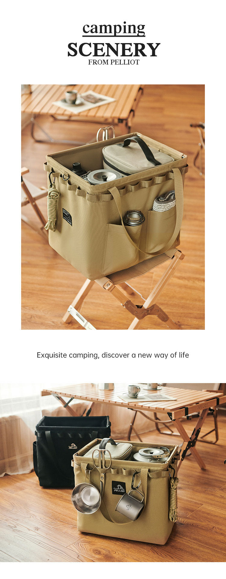 Sac de rangement pliable portable pour camping en plein air, équipement, tente, couverts de camping, boîte de rangement carrée
- Outdoor Camping Portable Folding Storage Bag Equipment Tent Camping Cutlery Square Organizer Box