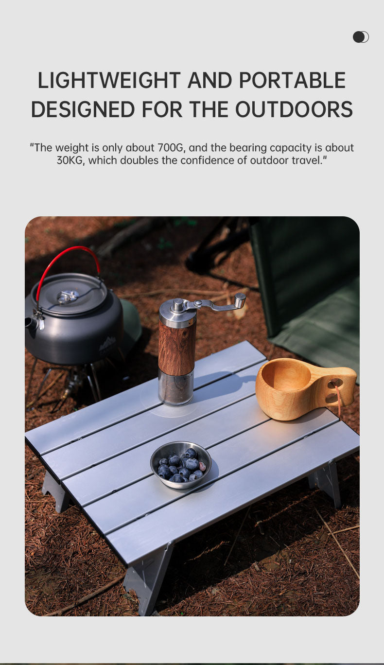 Mini table de pique-nique de camping pliable et ultralégère en aluminium, pliable.
- Black Lightweight Portable Folding Ultralight Roll Up Mini Aluminum Picnic,Camping Table.