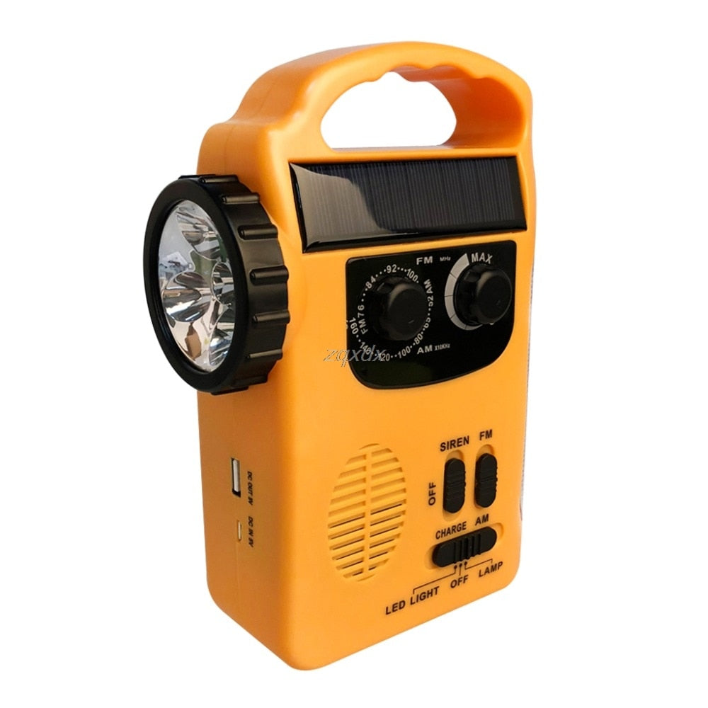 Radio AM/FM solaire à manivelle d'urgence extérieure avec lampe LED
-Outdoor Emergency Hand Crank Solar Dynamo AM/FM Radios Power Bank with LED Lamp