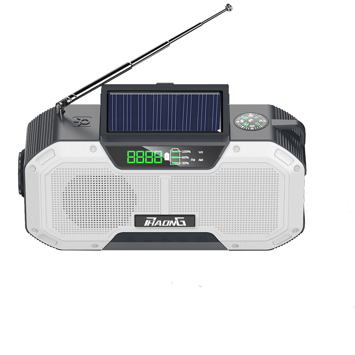 Radio d'urgence extérieure, haut-parleur Bluetooth, lampe de poche solaire, charge mobile, 5 000 mAh, grande capacité -Outdoor Emergency Radio Bluetooth Speaker Solar Hand Flashlight Mobile Charging 5000 Mah Large Capacity
