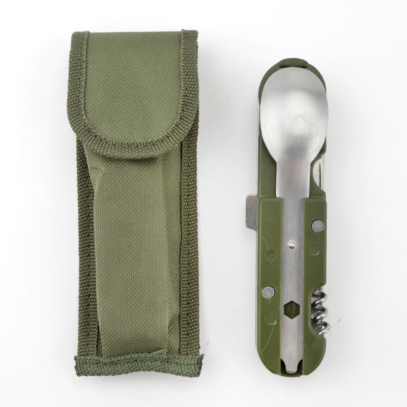 Ustensiles de camping en acier inoxydable avec couteau, fourchette et cuillère Multifonctions 
- Camping Folding Knife Fork And Spoon Combination Stainless Steel Tableware