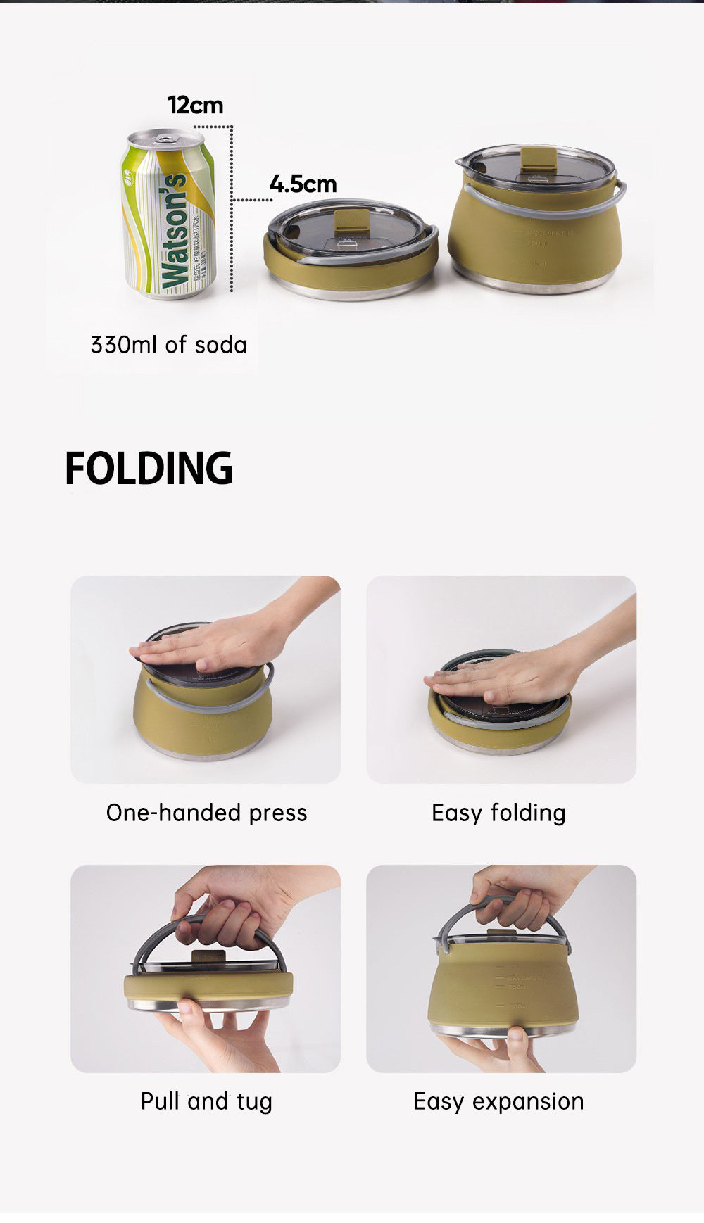 Nouvelle bouilloire pliable portable en silicone pour camping, pot pliable compressible pour l'extérieur
- New Camping Portable Silicone Folding Kettle Outdoor Compressible Folding Pot