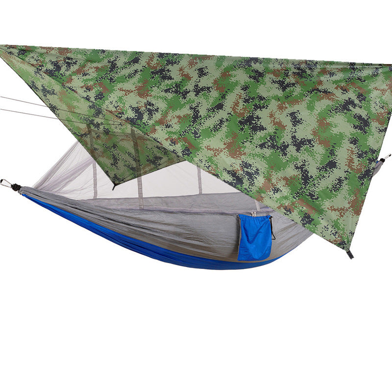 Hamac de camping double d'extérieur 260 x 140 cm avec moustiquaire et bâche anti-pluie Hamacs parachute légers.     -260x140cm Outdoor Double Camping Hammock with Mosquito Net and Rain Fly Tarp Lightweight Parachute Hammocks