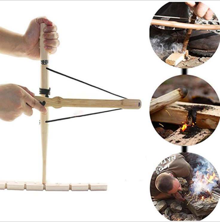 Outil de feu à friction Scout Activité de plein air, Survie, Camping
-Bow Drill Kit Fire Starter Primitive Wood Survival Practice Friction Fire Tool Scout Outdoor Activity, Survival, Camping