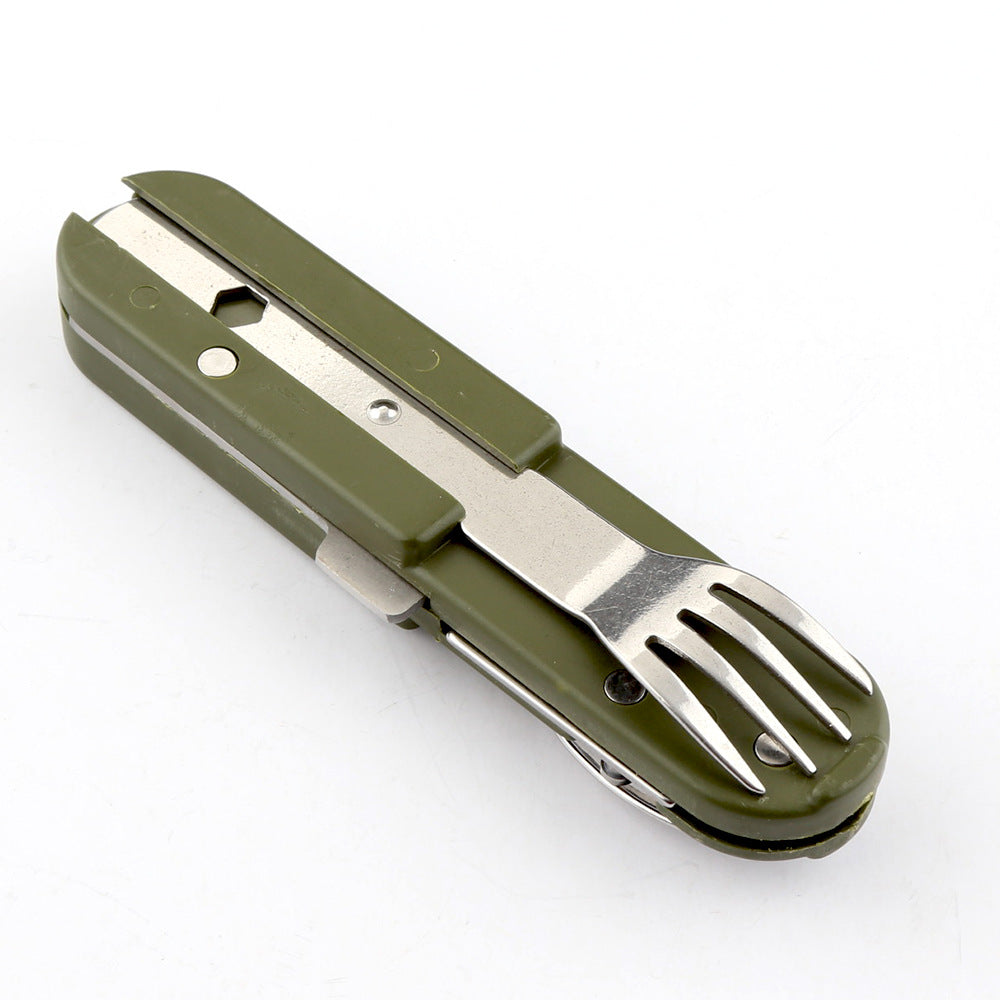 Ustensiles de camping en acier inoxydable avec couteau, fourchette et cuillère Multifonctions 
- Camping Folding Knife Fork And Spoon Combination Stainless Steel Tableware