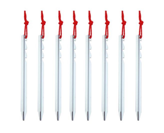 Lot de 6 piquets de tente en alliage d'aluminium à point tactile Multi-dents Super légers crochet de tente de camping ou autre.                           - 6pcs/lot adjustable touch point aluminum alloy tent pegs Multi tooth  Super light stake