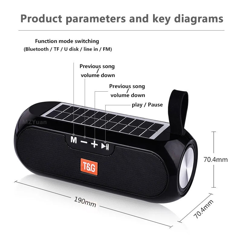 Haut-parleur Bluetooth à chargement solaire
- Solar charging Bluetooth Speaker