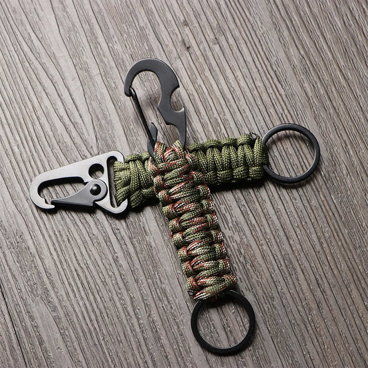 Porte-clés d'extérieur en paracorde militaire, kit de survie de camping, décapsuleur, nœud d'urgence
-Outdoor Keychain Ring Military Paracord, Rope Camping Survival Kit Emergency Knot Bottle Opener