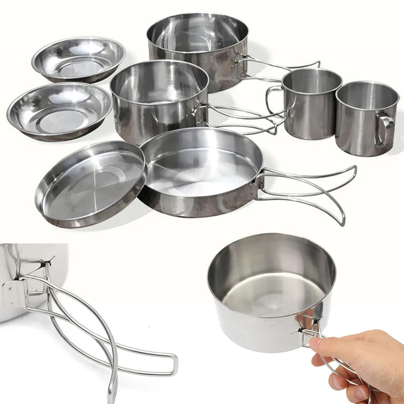 Mayitr Lot de 8 casseroles et poêles en acier inoxydable pour camping et pique-nique en plein air
- Mayitr 8Pcs Stainless Steel Outdoor Camping Picnic Pot Pan Kit Cookware Set High quality